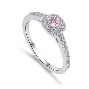 Sterling Silver 1 Carat High Carbon Pink Diamond Ring 14K Gold  Size 6 New